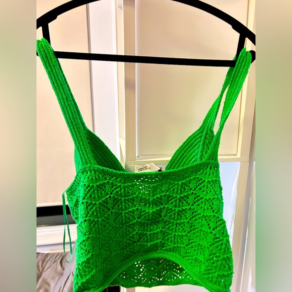 ZARA green knitwear open knit top size M - Picture 2 of 4